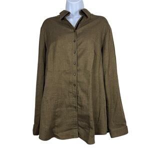 Gorsuch Wallmann Top Womens 18 Brown Button Down Blouse Brown Velvet Trim